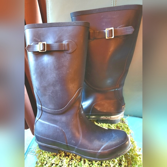 WELLIES LL BEAN Kate Mos Festival Rubber Waterproof Bĺue Mud Rain Party Boots 10 - Picture 12 of 16